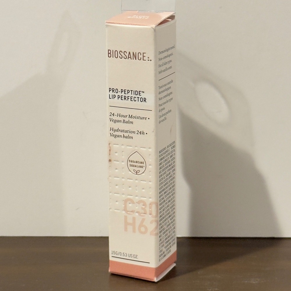 Biossance Pro-Peptide Lip Perfector Blush Quartz Vegan Balm 15g 0.53oz 24hr NEW